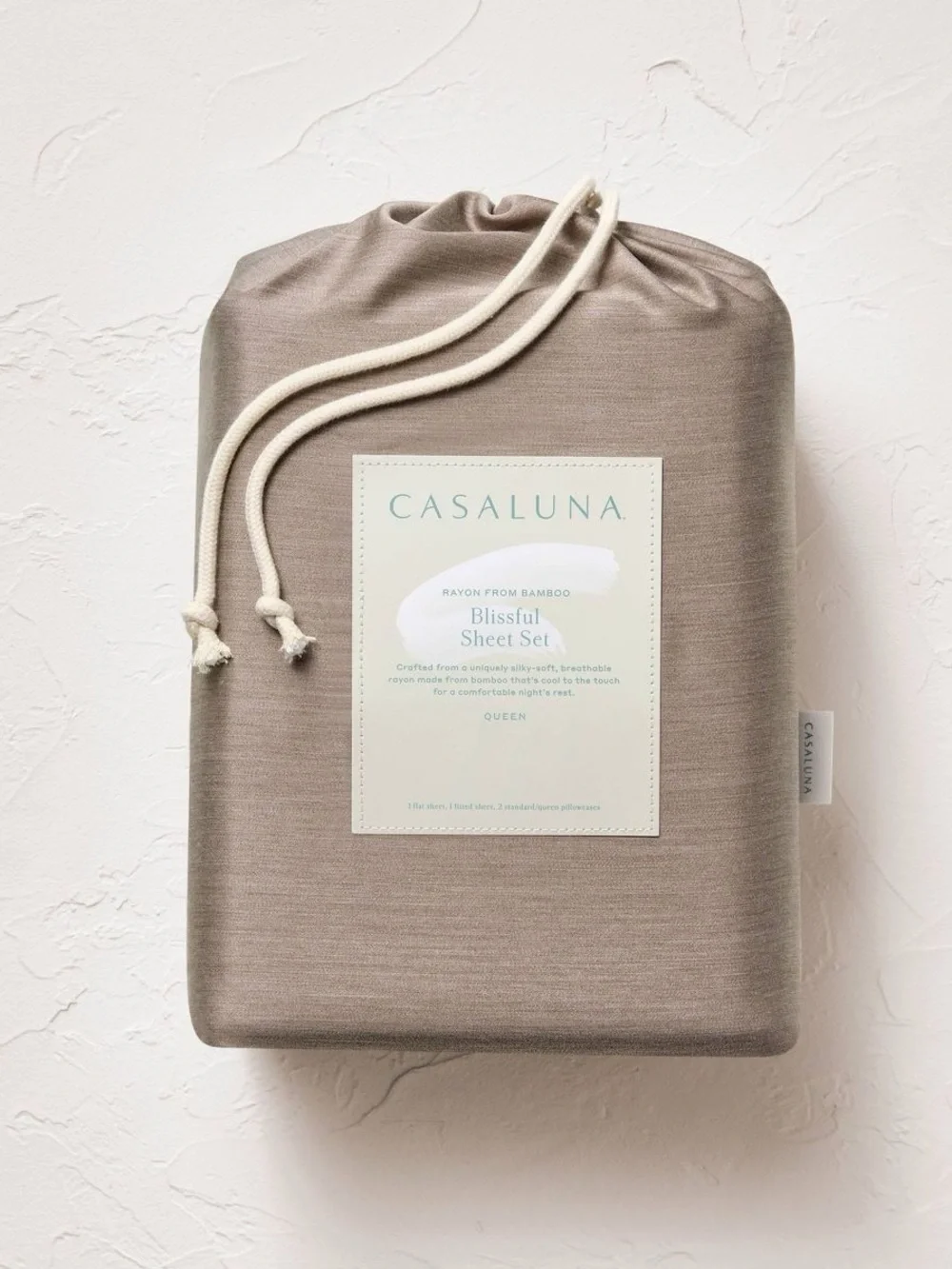 Casaluna Blissful Rayon from Bamboo Sheet Set Queen Fig Brown NWT